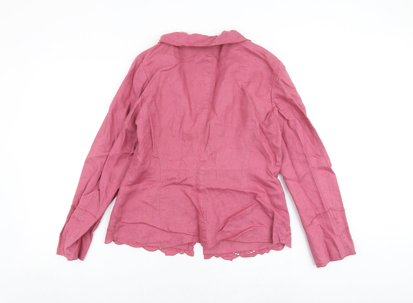 Per Una Womens Pink Jacket Blazer Size 12 Button - Floral Cut Outs