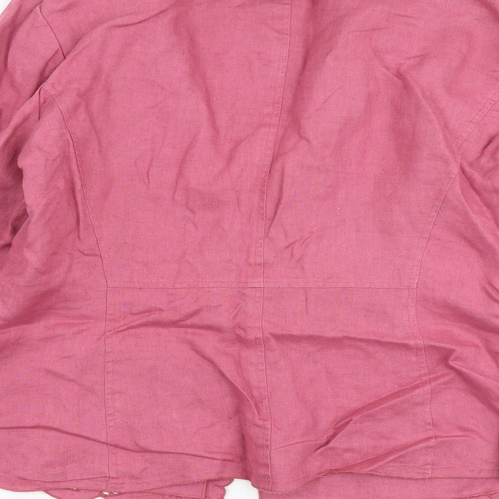 Per Una Womens Pink Jacket Blazer Size 12 Button - Floral Cut Outs