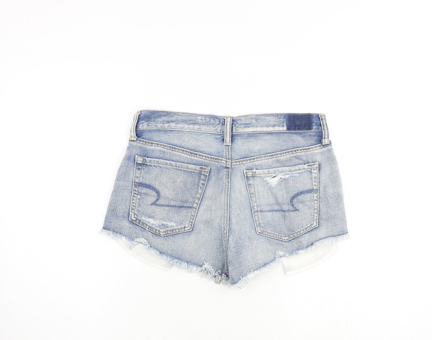 American Eagle Outfitters Womens Blue Cotton Cut-Off Shorts Size 30 in Regular Zip - Distressed