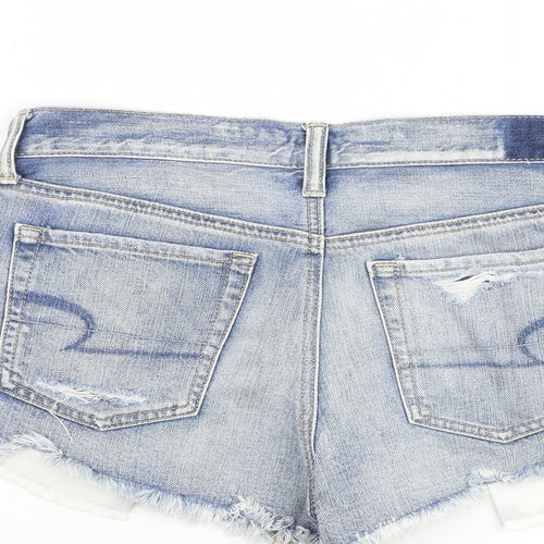 American Eagle Outfitters Womens Blue Cotton Cut-Off Shorts Size 30 in Regular Zip - Distressed