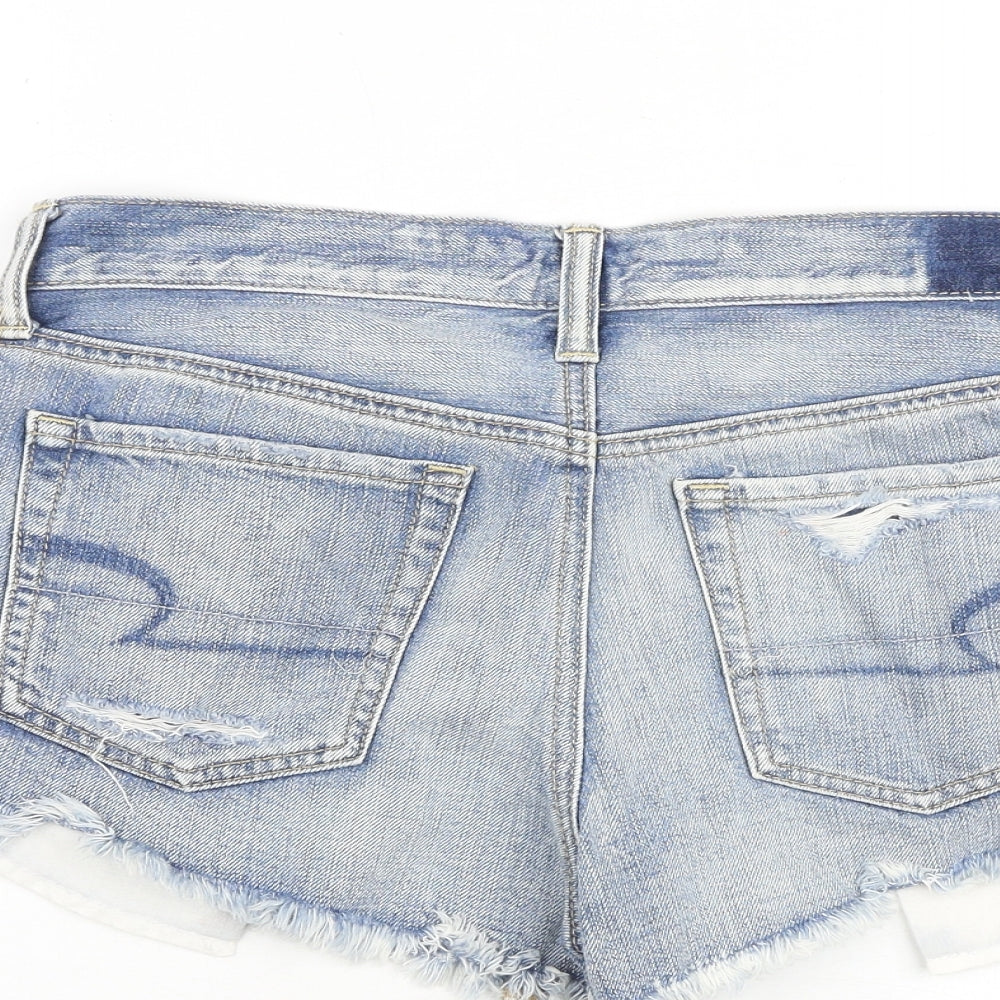 American Eagle Outfitters Womens Blue Cotton Cut-Off Shorts Size 30 in Regular Zip - Distressed