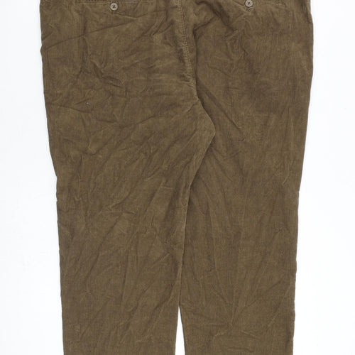 Marks and Spencer Mens Brown Cotton Trousers Size 44 in L29 in Regular Zip