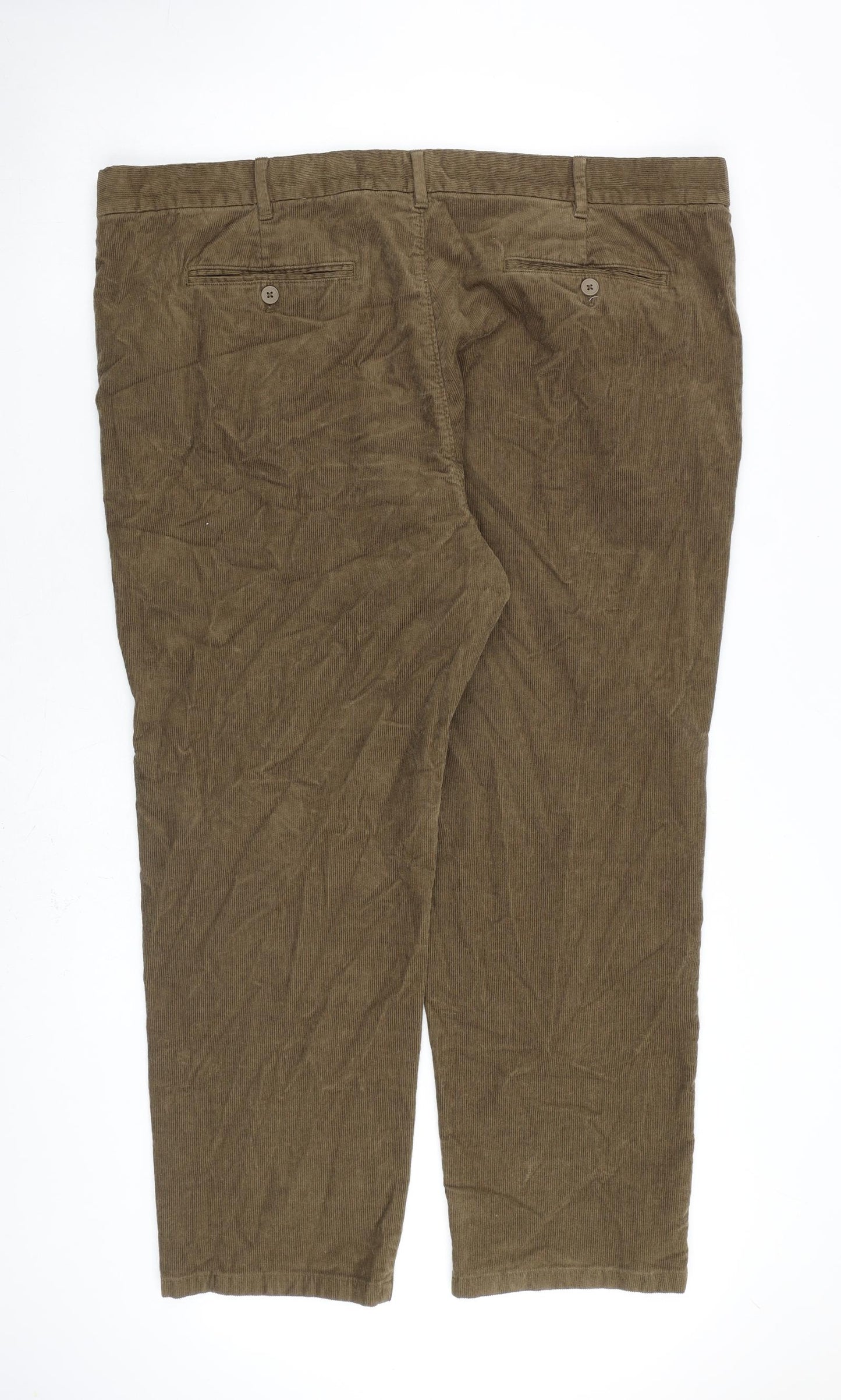 Marks and Spencer Mens Brown Cotton Trousers Size 44 in L29 in Regular Zip