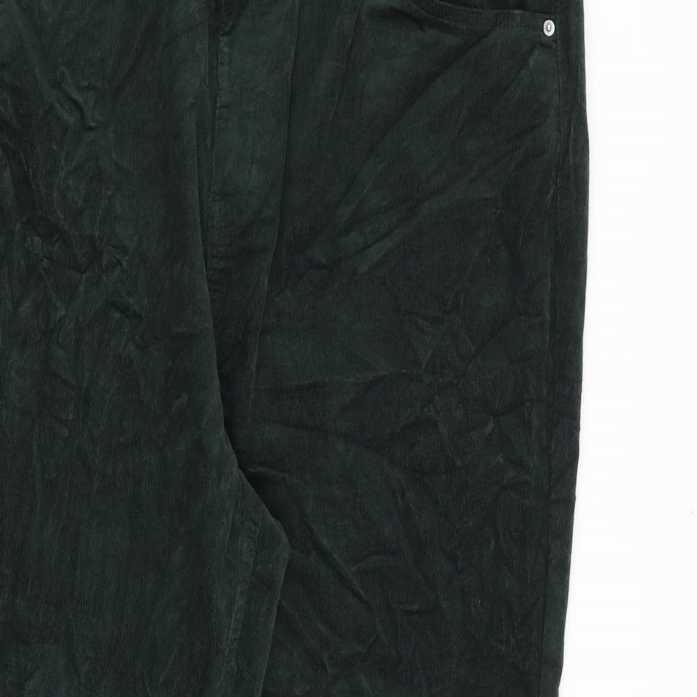 Marks and Spencer Womens Green Cotton Trousers Size 22 L29 in Regular Zip