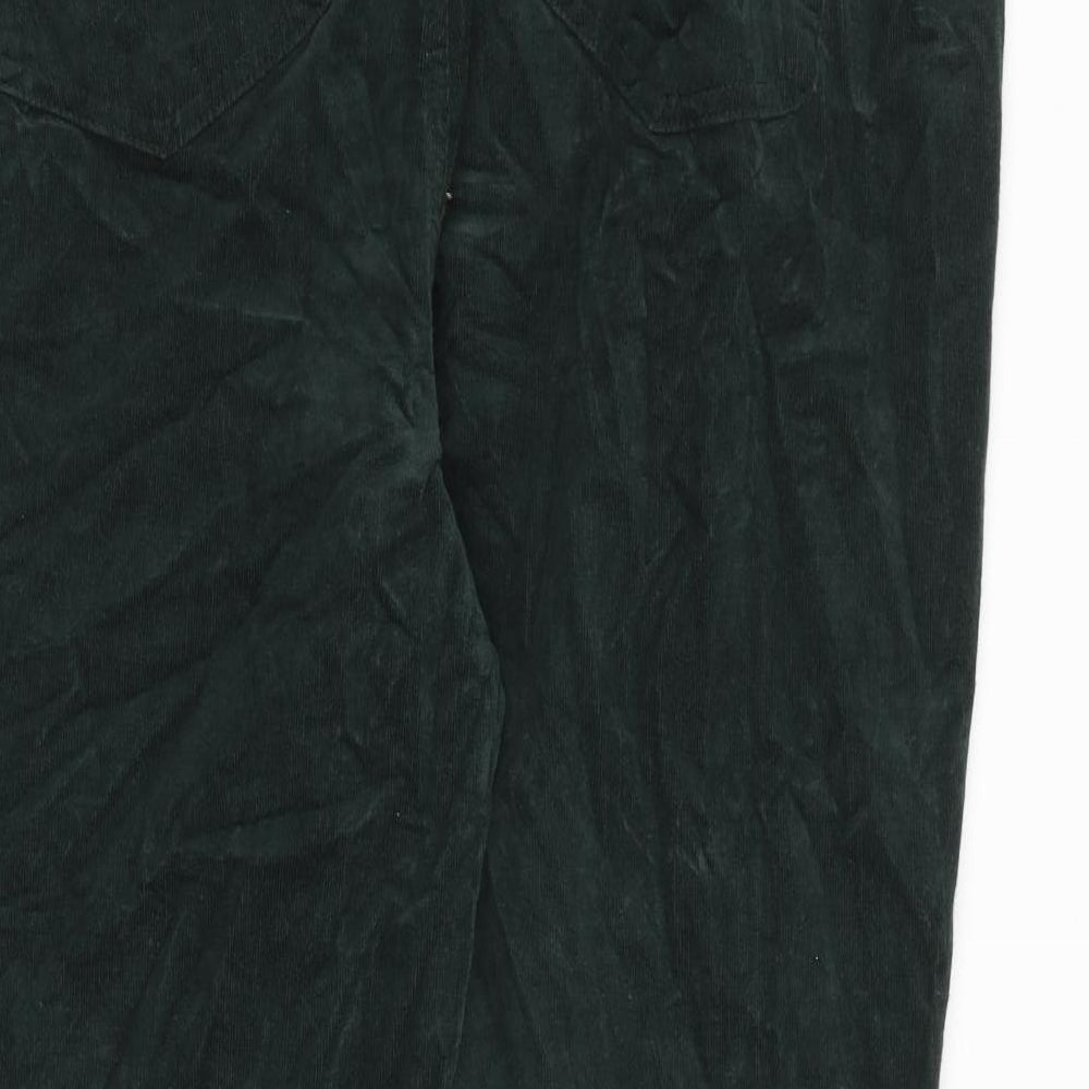 Marks and Spencer Womens Green Cotton Trousers Size 22 L29 in Regular Zip