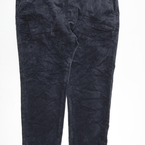 Marks and Spencer Mens Grey Cotton Trousers Size 44 in L31 in Regular Zip