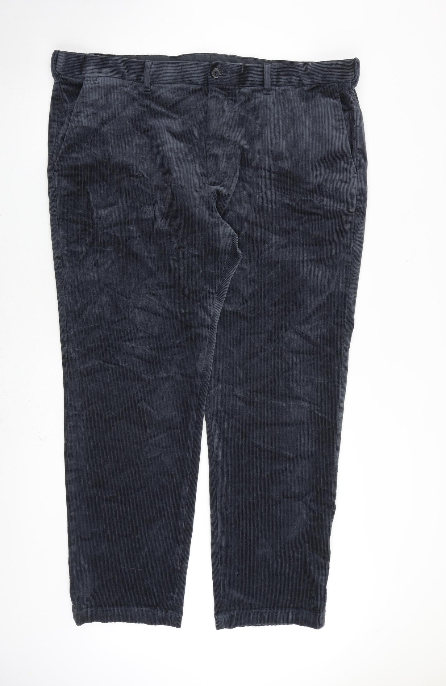 Marks and Spencer Mens Grey Cotton Trousers Size 44 in L31 in Regular Zip