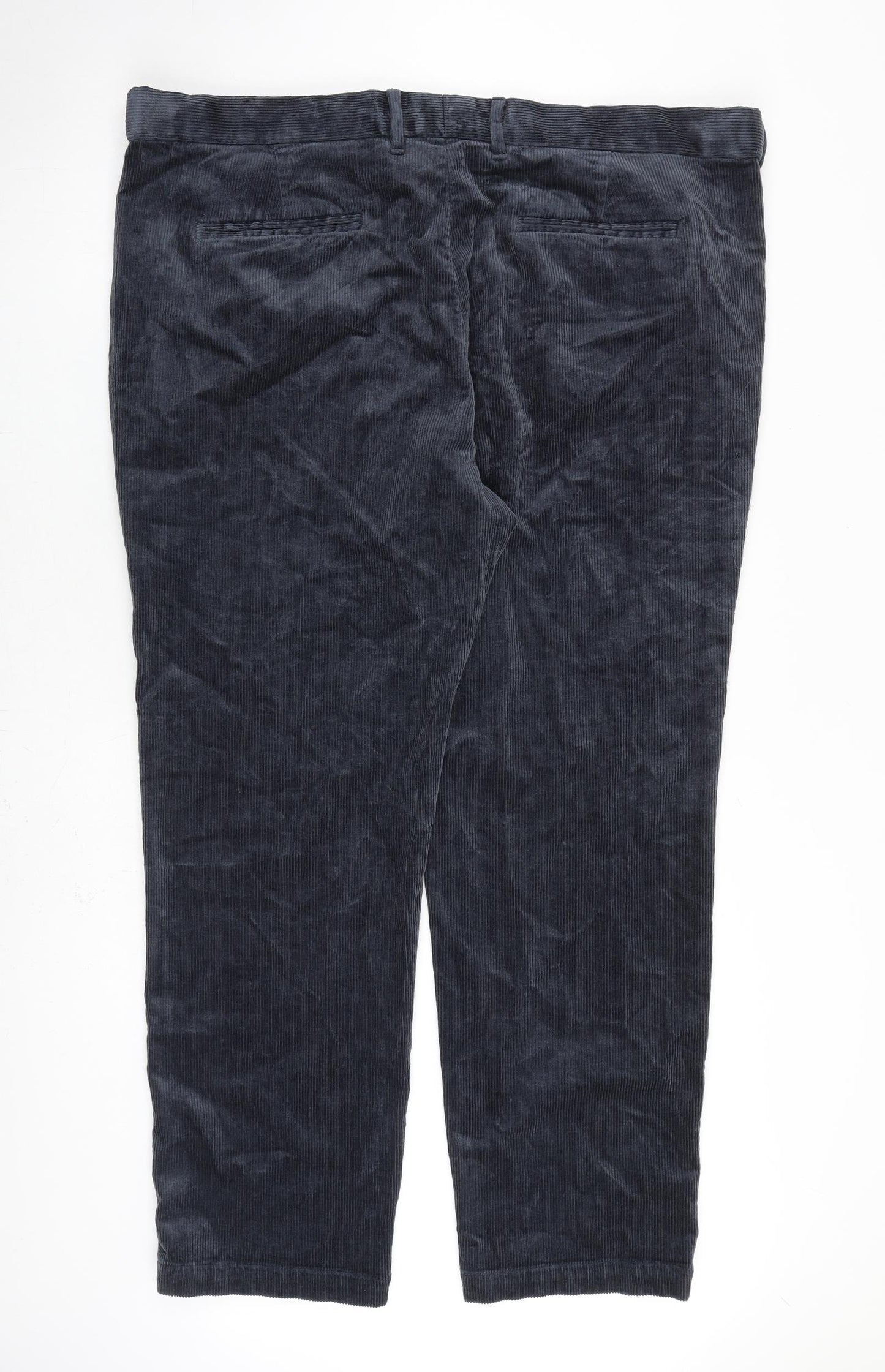 Marks and Spencer Mens Grey Cotton Trousers Size 44 in L31 in Regular Zip