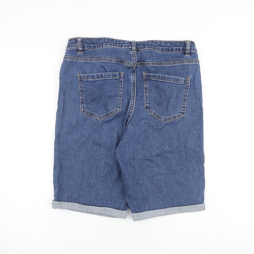 Nutmeg Womens Blue Cotton Boyfriend Shorts Size 12 L10 in Regular Zip