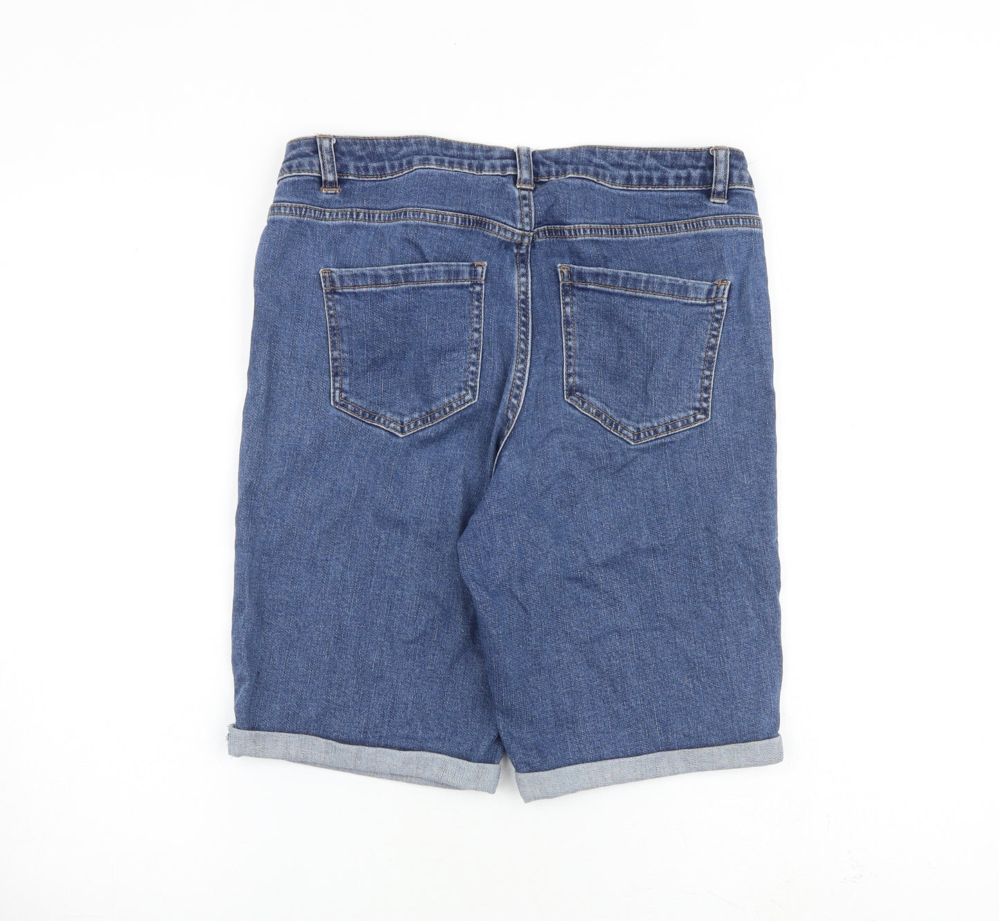 Nutmeg Womens Blue Cotton Boyfriend Shorts Size 12 L10 in Regular Zip