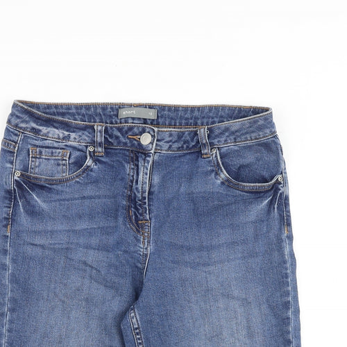 Nutmeg Womens Blue Cotton Boyfriend Shorts Size 12 L10 in Regular Zip