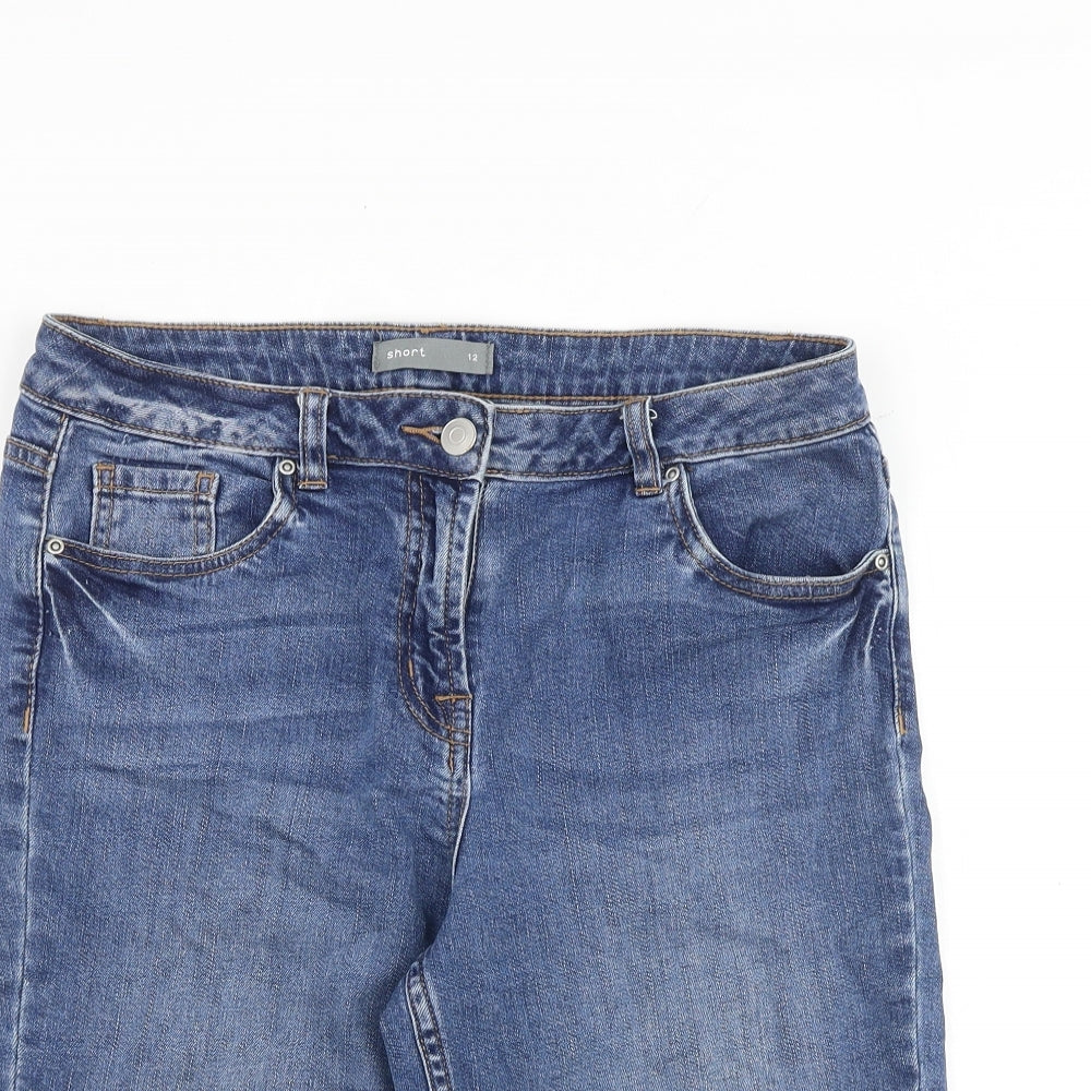 Nutmeg Womens Blue Cotton Boyfriend Shorts Size 12 L10 in Regular Zip