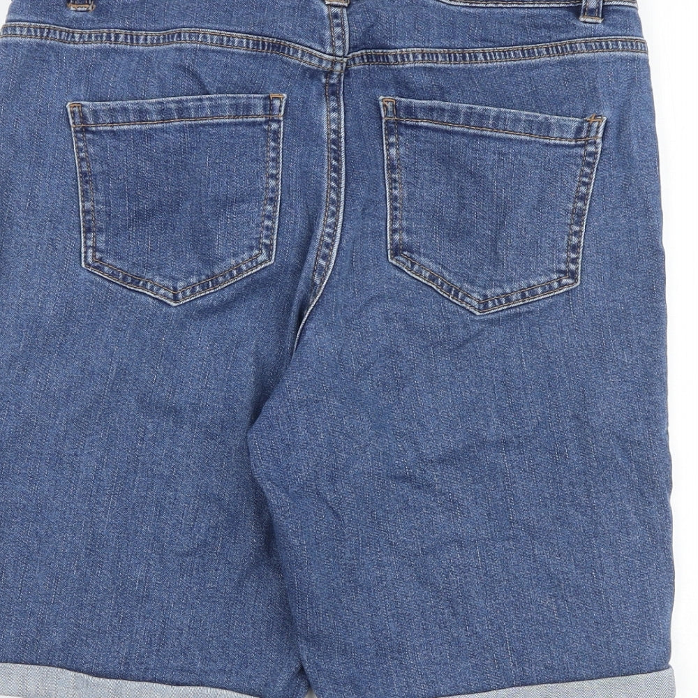 Nutmeg Womens Blue Cotton Boyfriend Shorts Size 12 L10 in Regular Zip