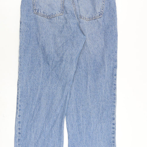 H&M Womens Blue Cotton Straight Jeans Size 10 L30 in Regular Zip