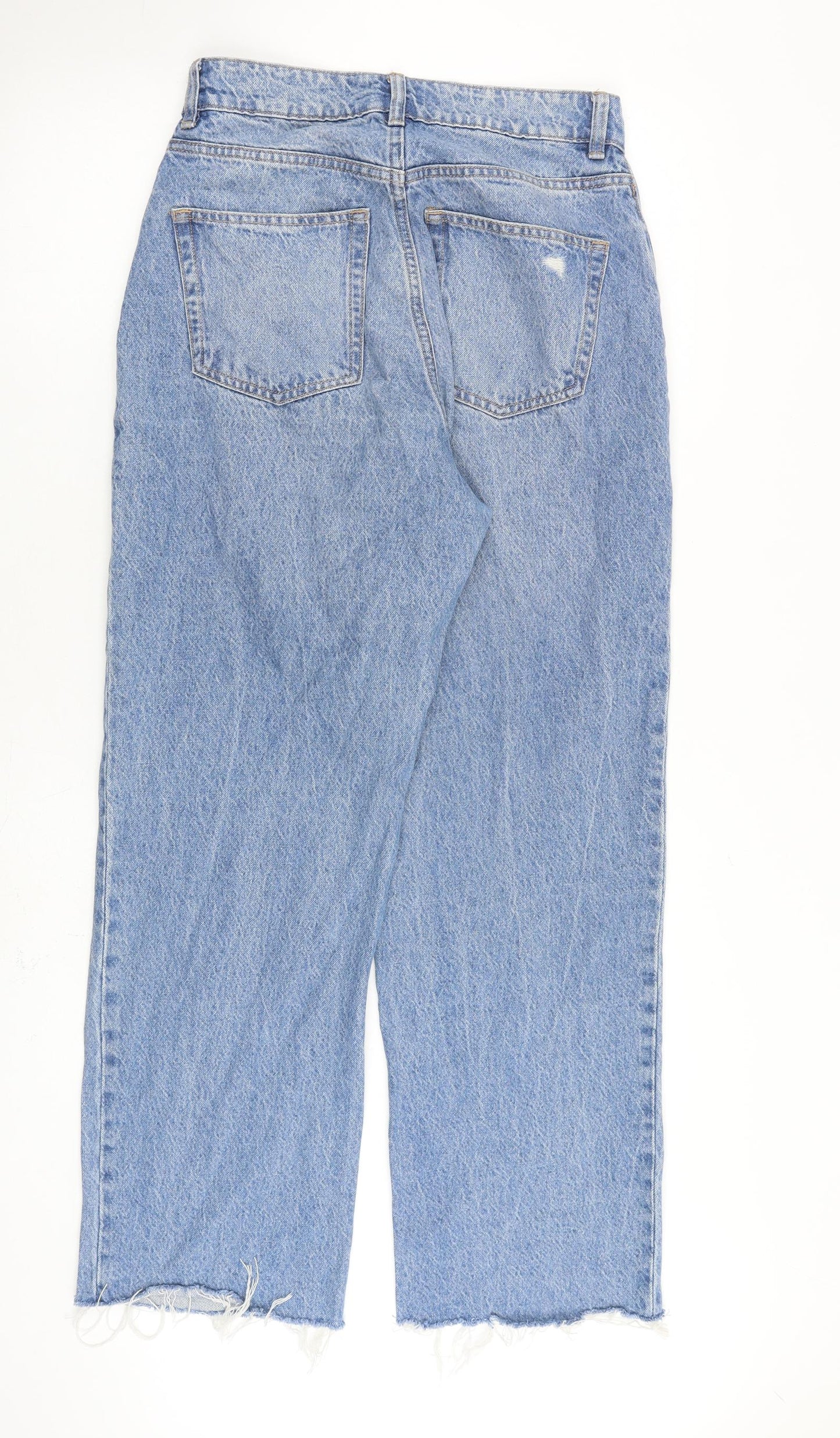 H&M Womens Blue Cotton Straight Jeans Size 10 L30 in Regular Zip