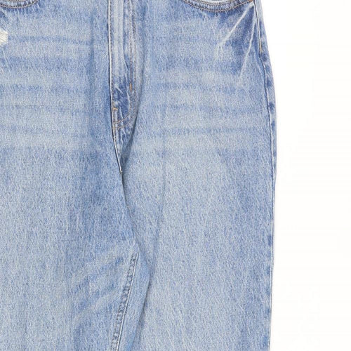 H&M Womens Blue Cotton Straight Jeans Size 10 L30 in Regular Zip