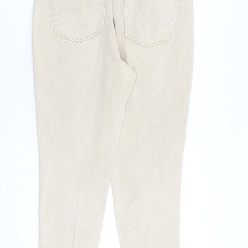 NEXT Womens Beige Cotton Tapered Jeans Size 12 L26 in Regular Zip