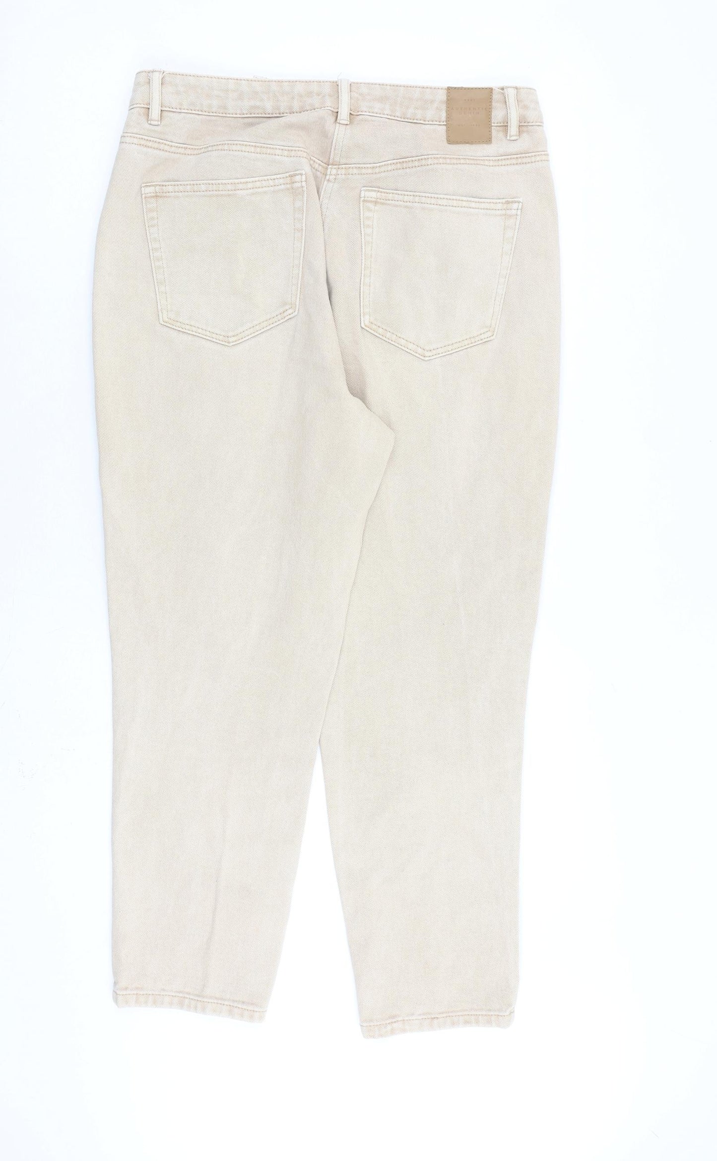 NEXT Womens Beige Cotton Tapered Jeans Size 12 L26 in Regular Zip