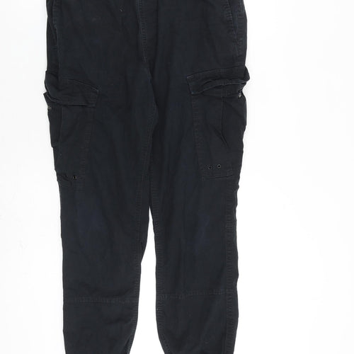 Superdry Mens Black Polyester Cargo Trousers Size L L27 in Regular Tie