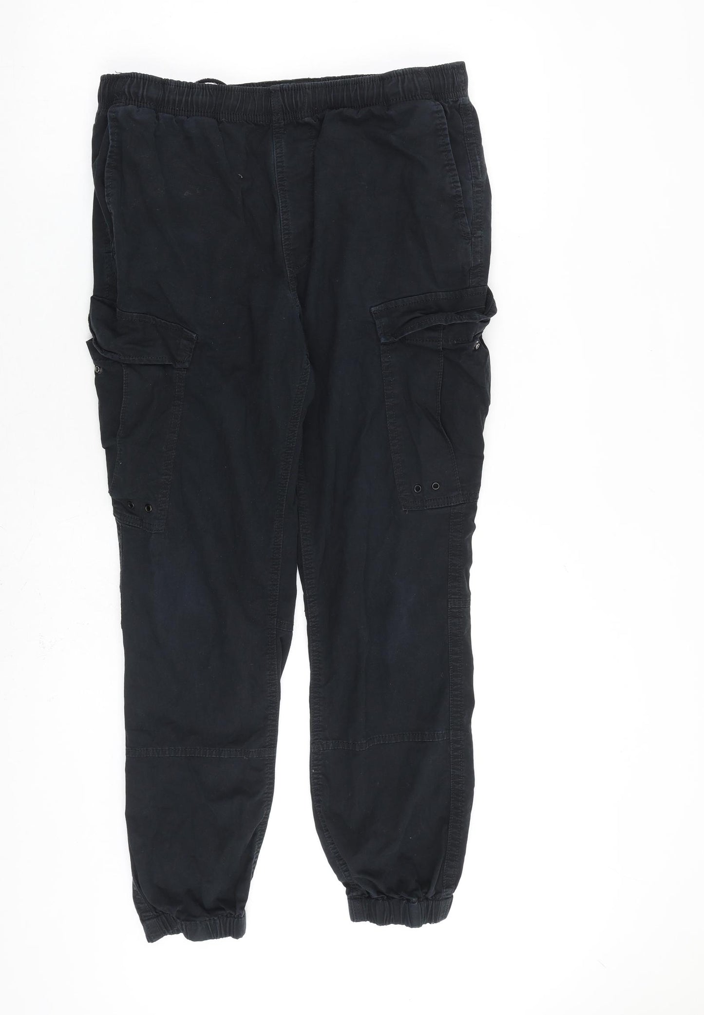 Superdry Mens Black Polyester Cargo Trousers Size L L27 in Regular Tie