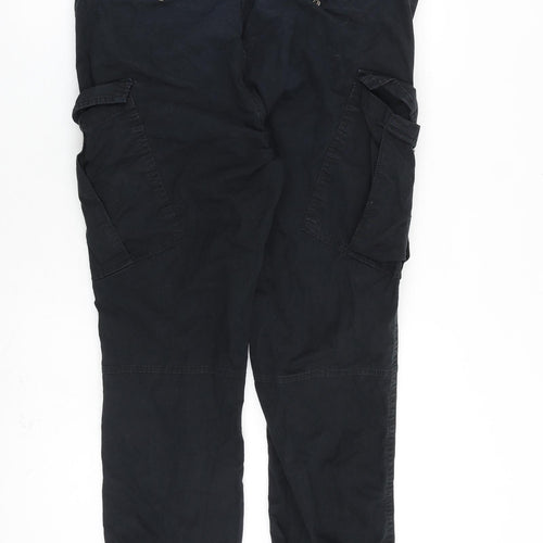 Superdry Mens Black Polyester Cargo Trousers Size L L27 in Regular Tie