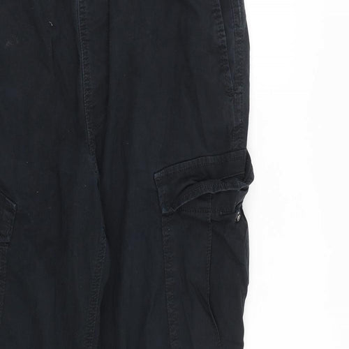 Superdry Mens Black Polyester Cargo Trousers Size L L27 in Regular Tie