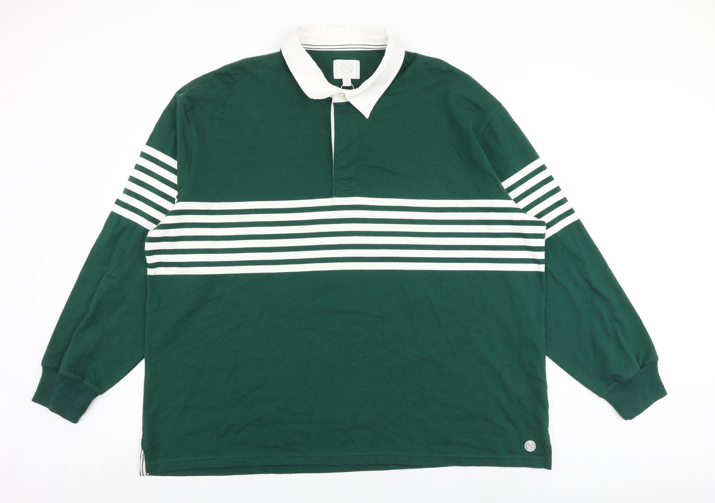 Marks and Spencer Mens Green Striped Cotton Pullover Sweatshirt Size 3XL