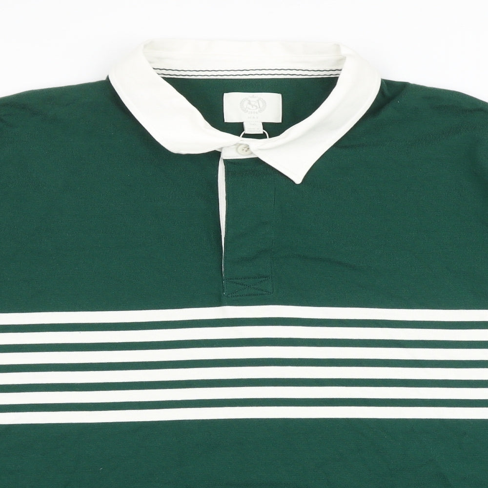 Marks and Spencer Mens Green Striped Cotton Pullover Sweatshirt Size 3XL