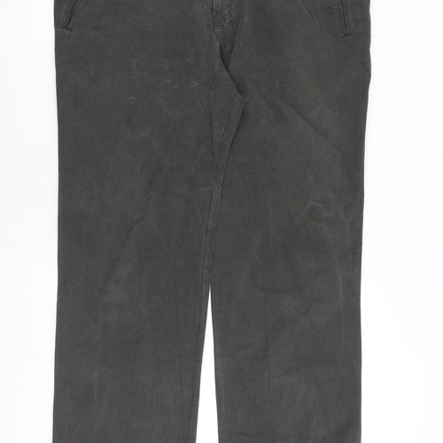 Autograph Mens Grey Cotton Trousers Size 36 in L33 in Regular Zip