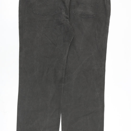 Autograph Mens Grey Cotton Trousers Size 36 in L33 in Regular Zip