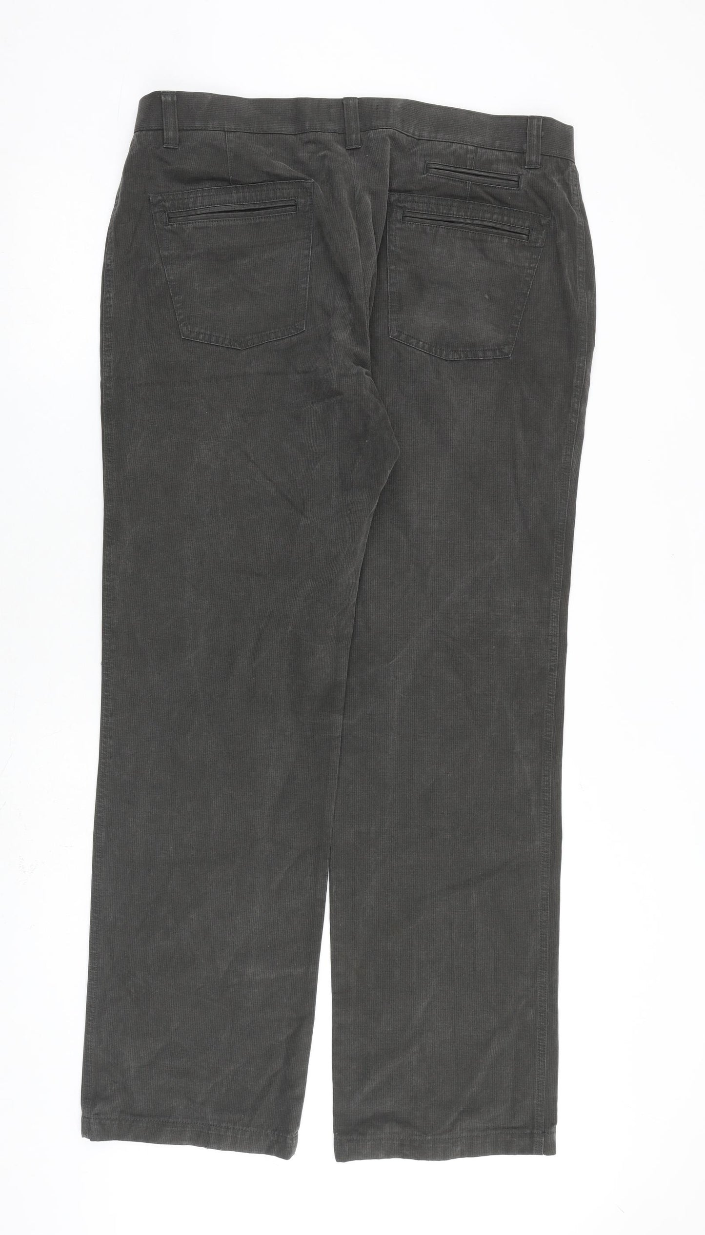 Autograph Mens Grey Cotton Trousers Size 36 in L33 in Regular Zip