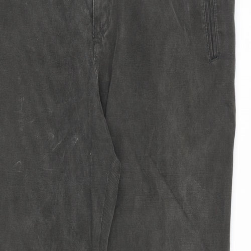 Autograph Mens Grey Cotton Trousers Size 36 in L33 in Regular Zip