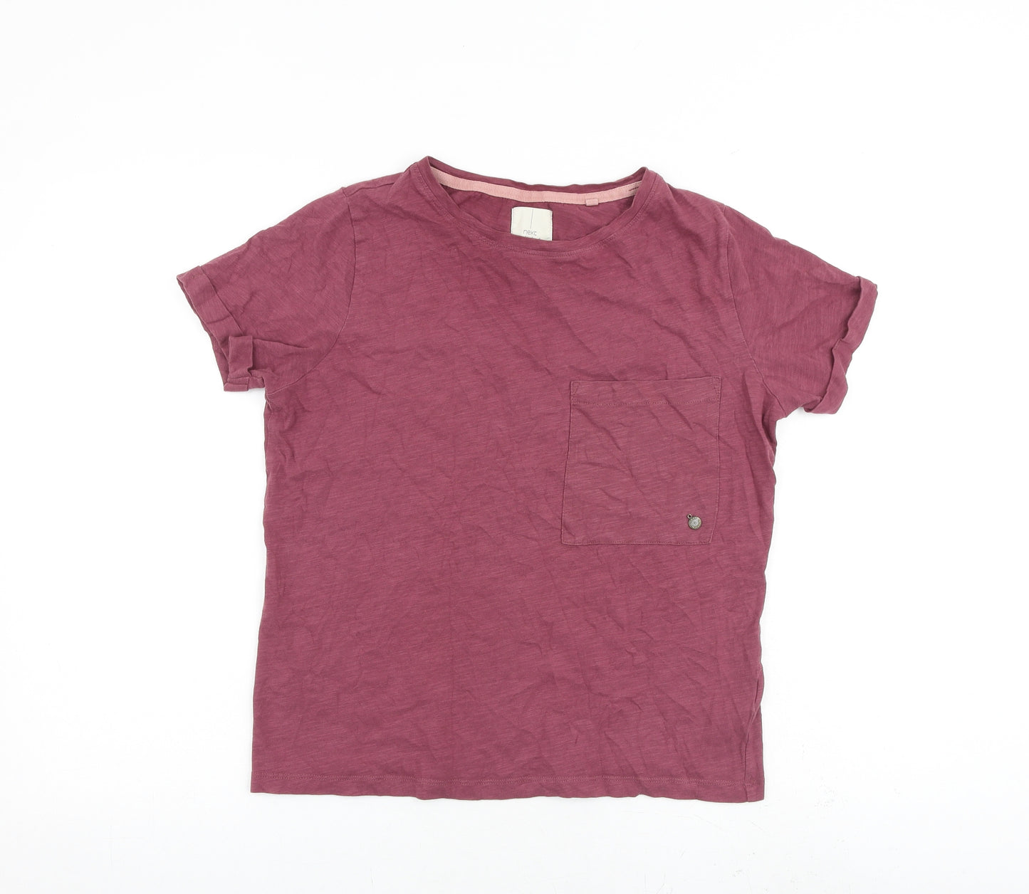 NEXT Womens Purple 100% Cotton Basic T-Shirt Size S Round Neck