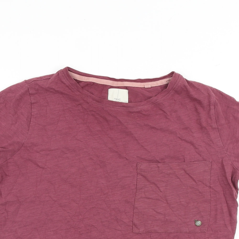 NEXT Womens Purple 100% Cotton Basic T-Shirt Size S Round Neck