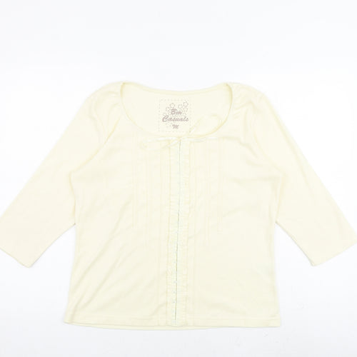 Bonmarché Womens Ivory Polyester Basic T-Shirt Size M Round Neck