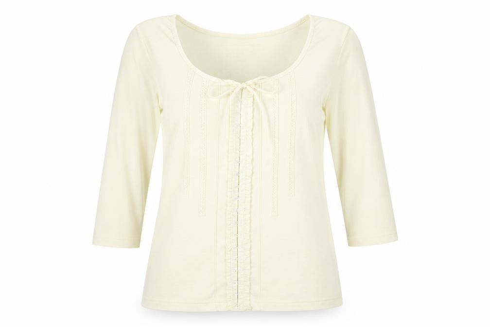 Bonmarché Womens Ivory Polyester Basic T-Shirt Size M Round Neck