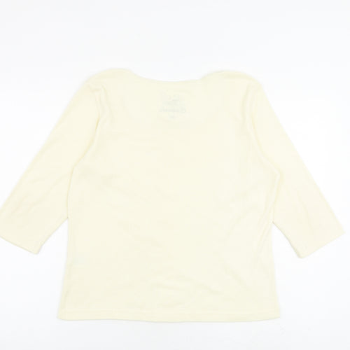 Bonmarché Womens Ivory Polyester Basic T-Shirt Size M Round Neck