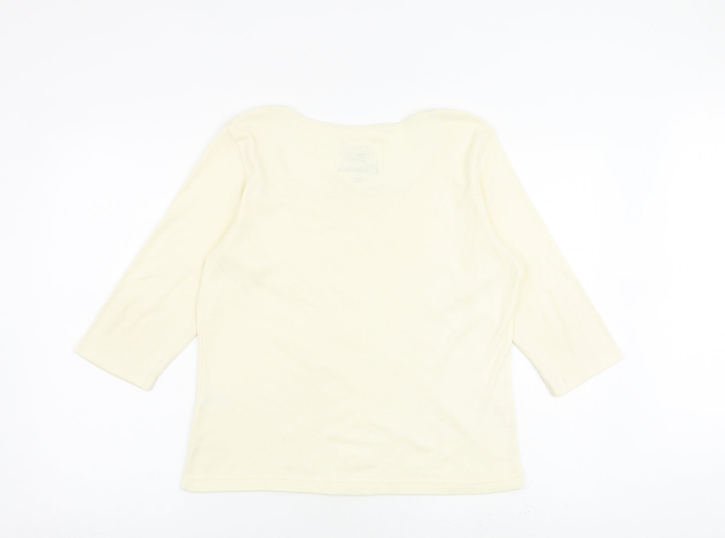 Bonmarché Womens Ivory Polyester Basic T-Shirt Size M Round Neck