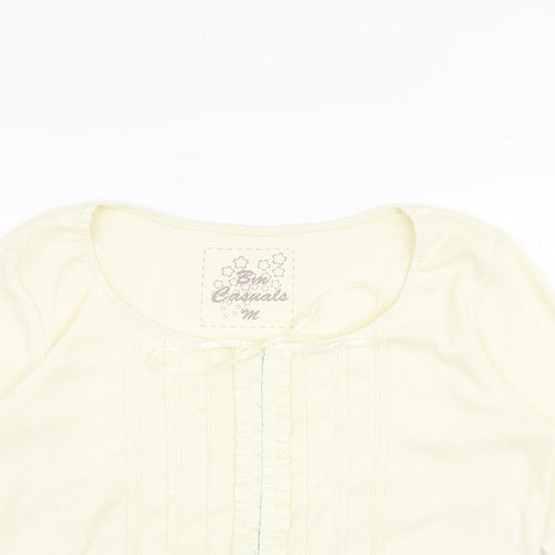 Bonmarché Womens Ivory Polyester Basic T-Shirt Size M Round Neck