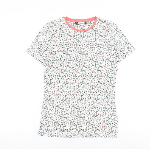 Marks and Spencer Womens Multicoloured Animal Print Cotton Basic T-Shirt Size 8 Round Neck - Leopard Print