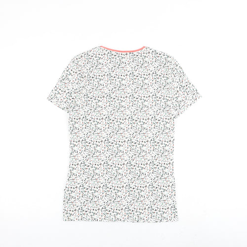 Marks and Spencer Womens Multicoloured Animal Print Cotton Basic T-Shirt Size 8 Round Neck - Leopard Print