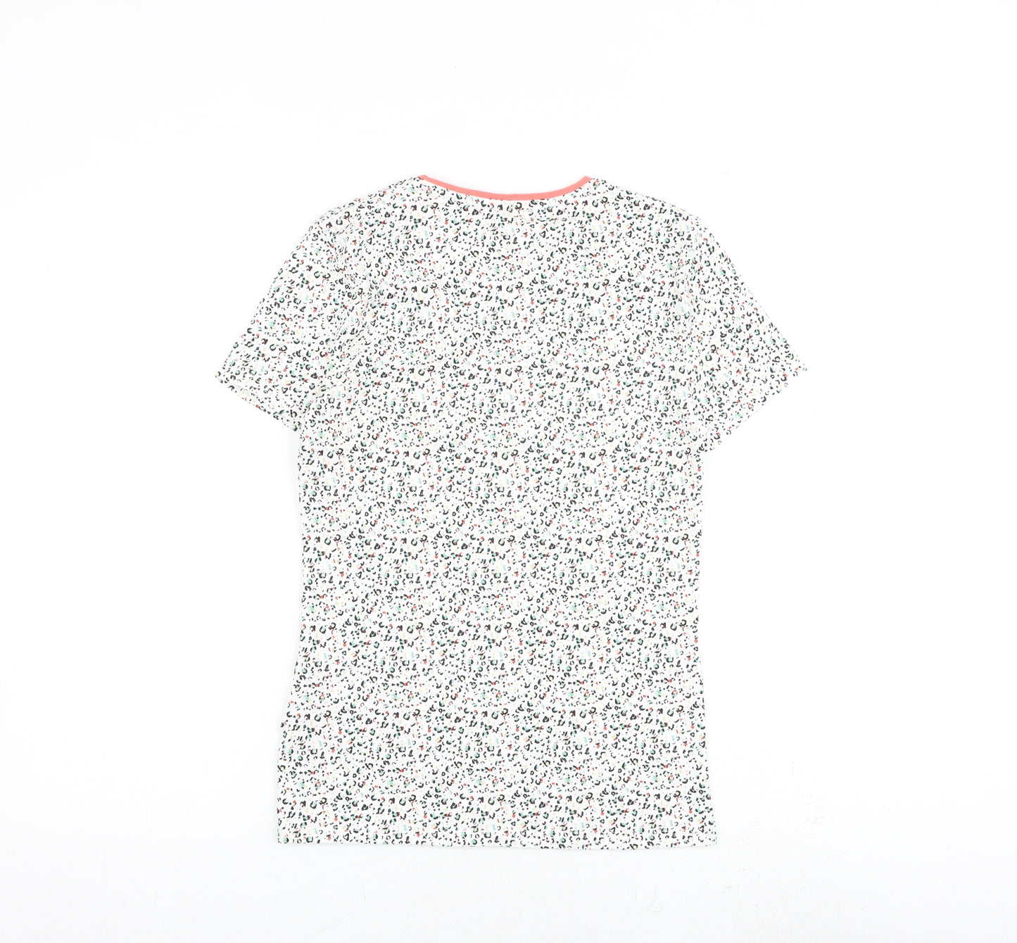 Marks and Spencer Womens Multicoloured Animal Print Cotton Basic T-Shirt Size 8 Round Neck - Leopard Print