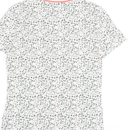 Marks and Spencer Womens Multicoloured Animal Print Cotton Basic T-Shirt Size 8 Round Neck - Leopard Print