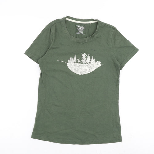 Mountain Warehouse Womens Green 100% Cotton Basic T-Shirt Size 8 Round Neck - Leaf