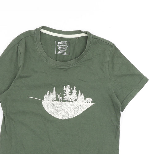 Mountain Warehouse Womens Green 100% Cotton Basic T-Shirt Size 8 Round Neck - Leaf