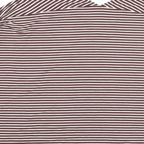 NEXT Womens Brown Striped Viscose Basic T-Shirt Size 12 V-Neck