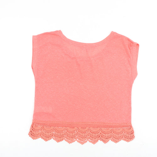 New Look Womens Pink Polyester Basic T-Shirt Size 10 Round Neck