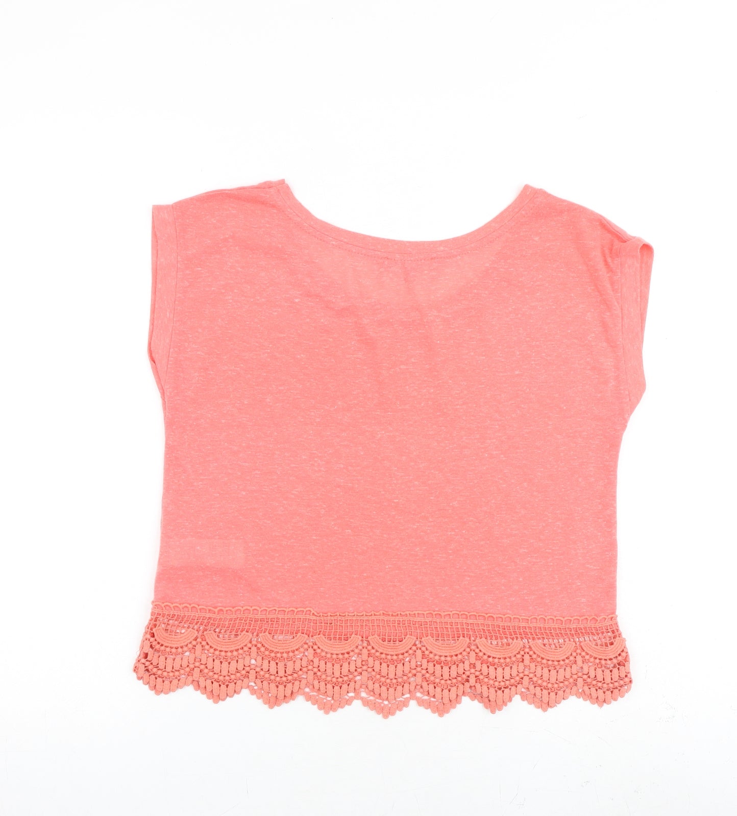 New Look Womens Pink Polyester Basic T-Shirt Size 10 Round Neck