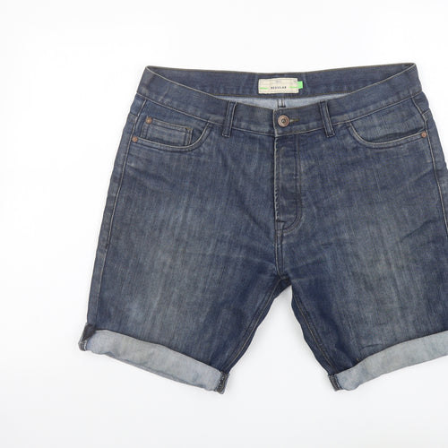 NEXT Mens Blue Cotton Chino Shorts Size 34 in L9 in Regular Button