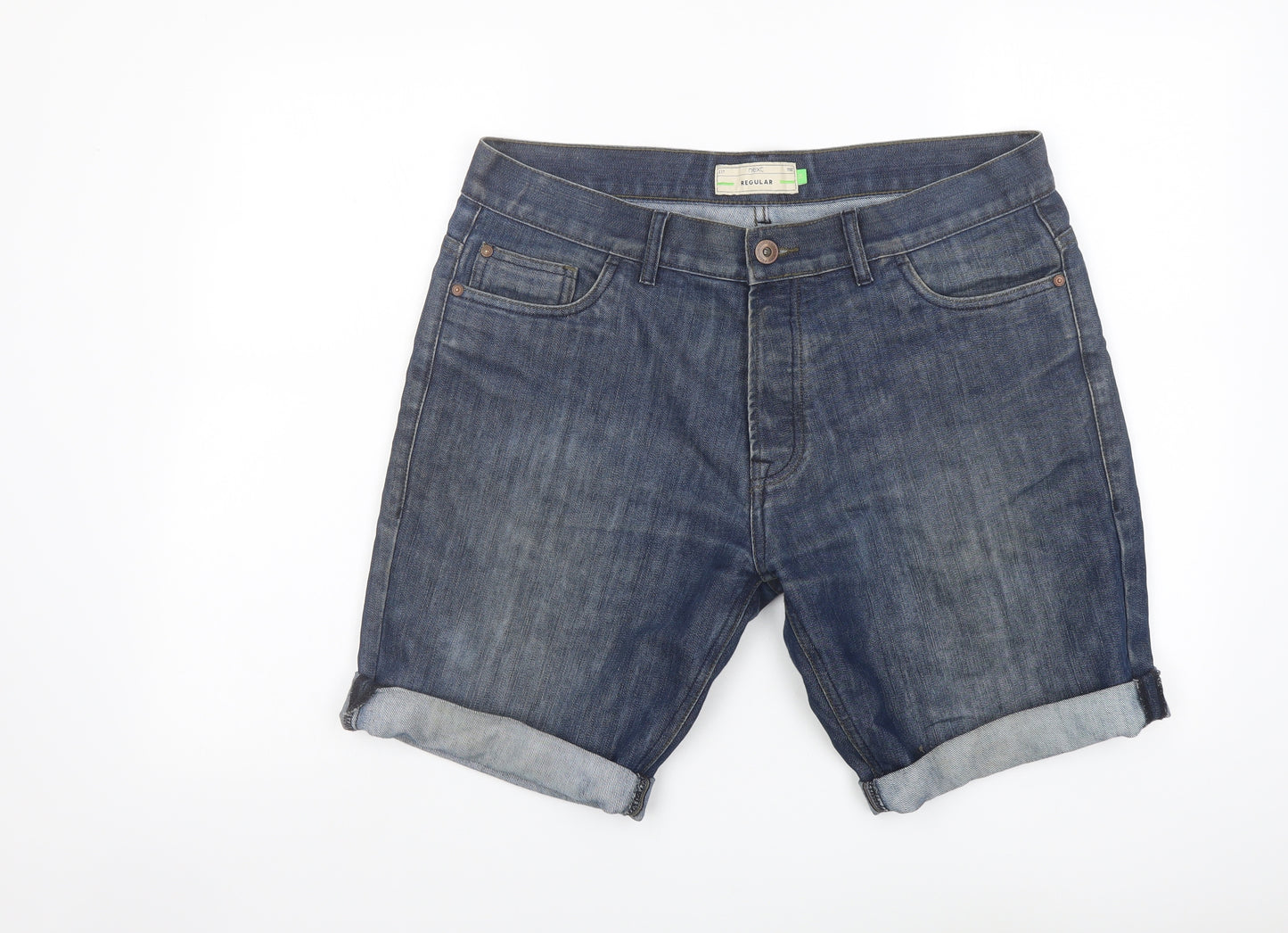 NEXT Mens Blue Cotton Chino Shorts Size 34 in L9 in Regular Button